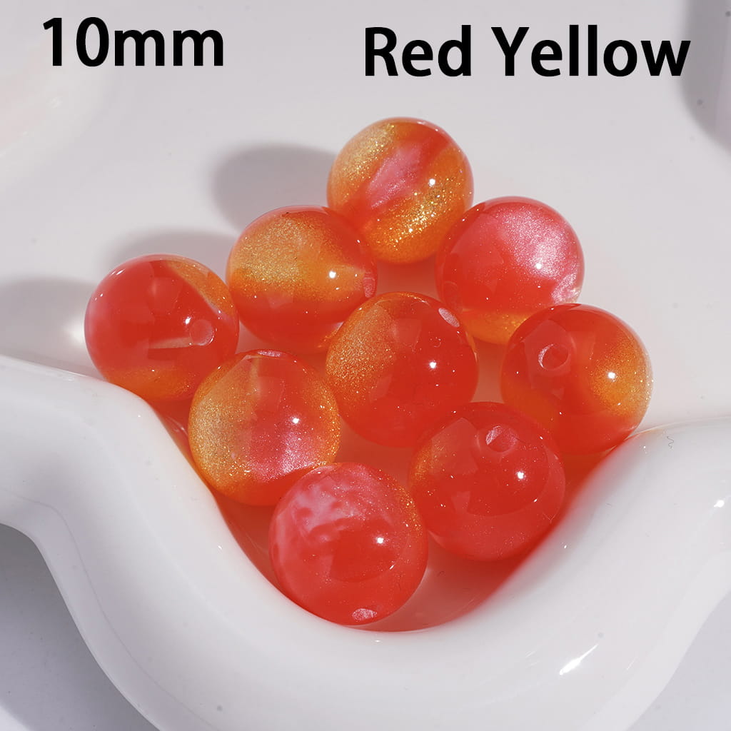 Cat Eye Style Round in Double Colors Glitter Small Size Acrylic Beads for Bracelets 10MM