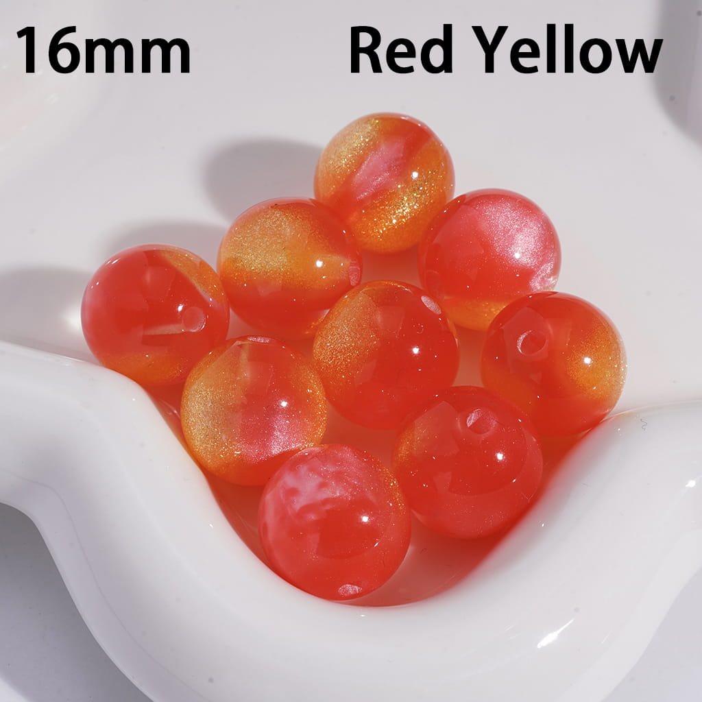 Cat Eye Style Round in Double Colors Glitter Large Size Acrylic Beads for Bracelets 16MM Random Mix