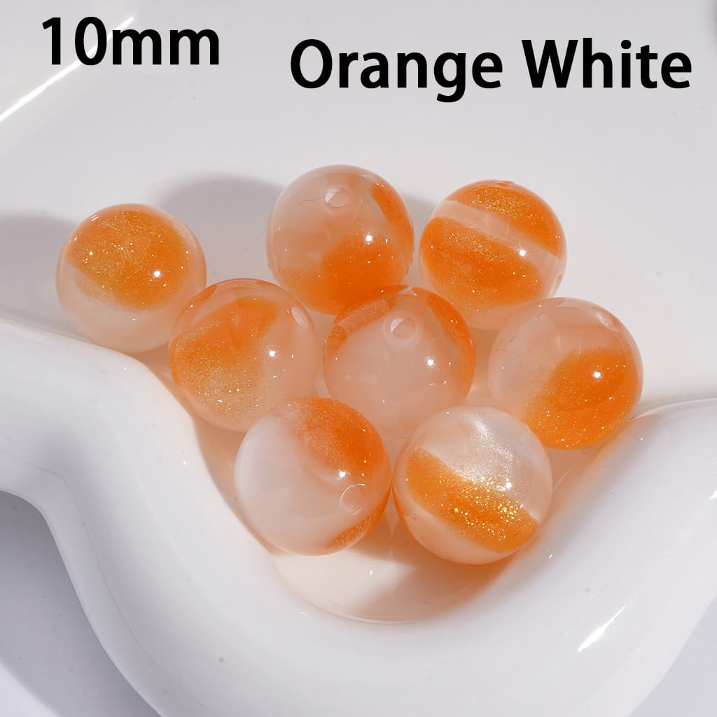 Cat Eye Style Round in Double Colors Glitter Small Size Acrylic Beads for Bracelets 10MM