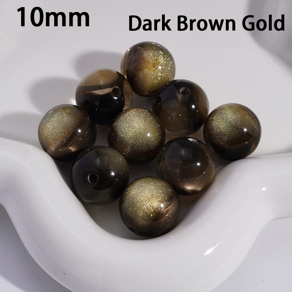 Cat Eye Style Round in Double Colors Glitter Small Size Acrylic Beads for Bracelets 10MM