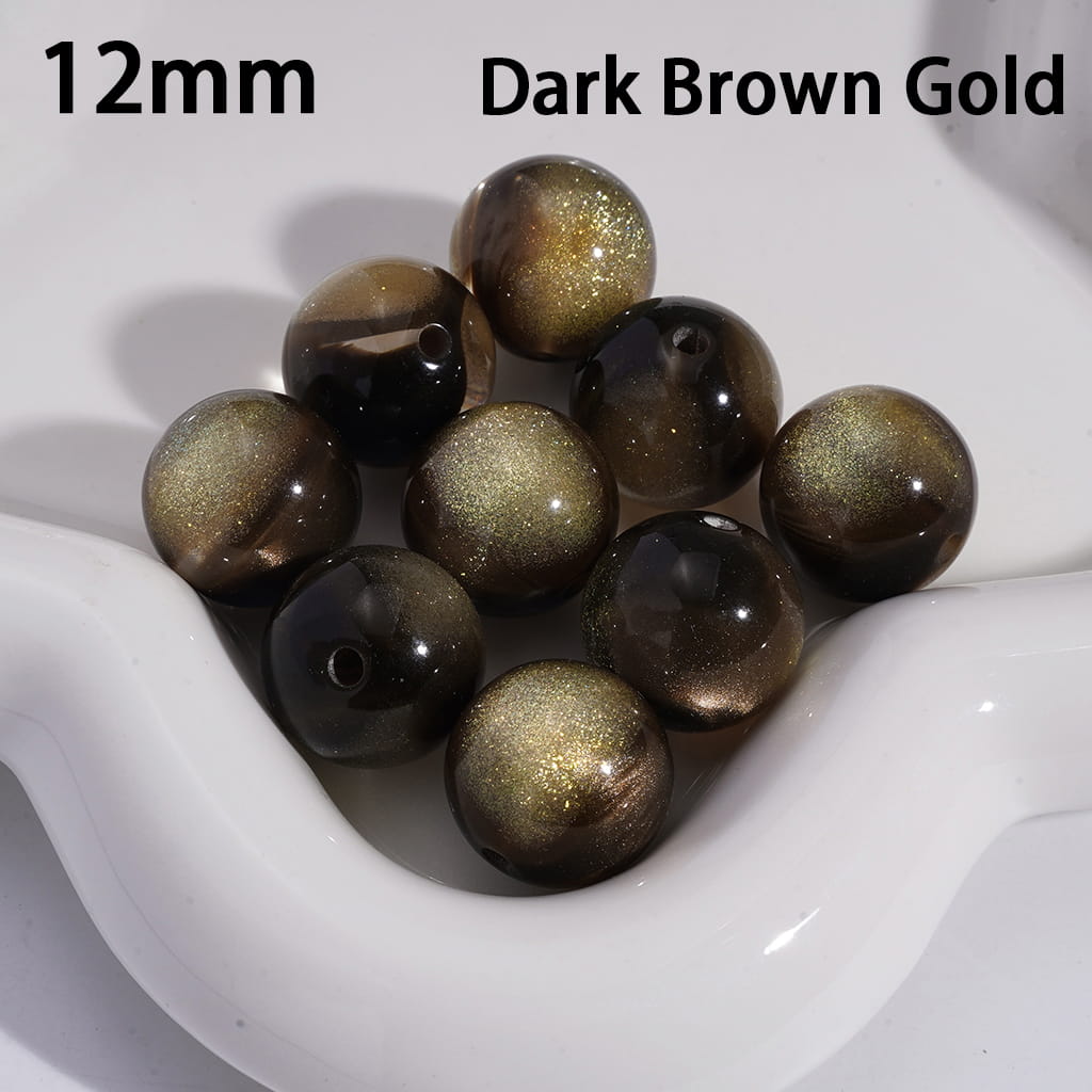 Cat Eye Style Round in Double Colors Glitter Medium Size Acrylic Beads for Bracelets 10MM Random Mix