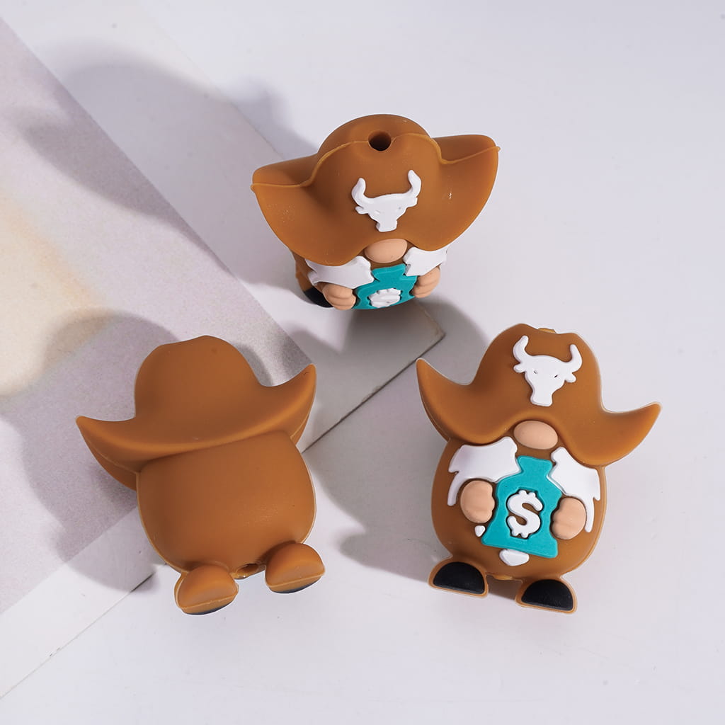 3D Diverse Charming Cowboy Charm West Theme Silicone Focal Beads