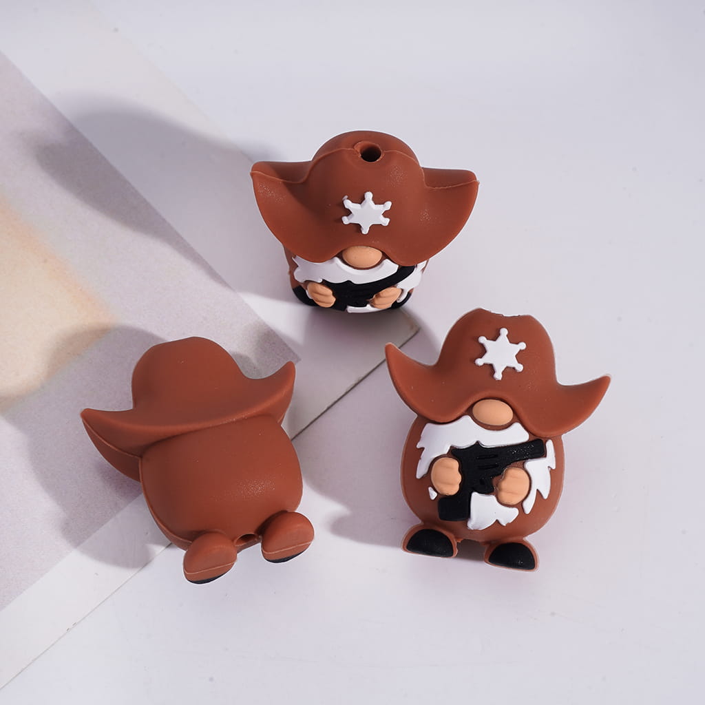3D Diverse Charming Cowboy Charm West Theme Silicone Focal Beads