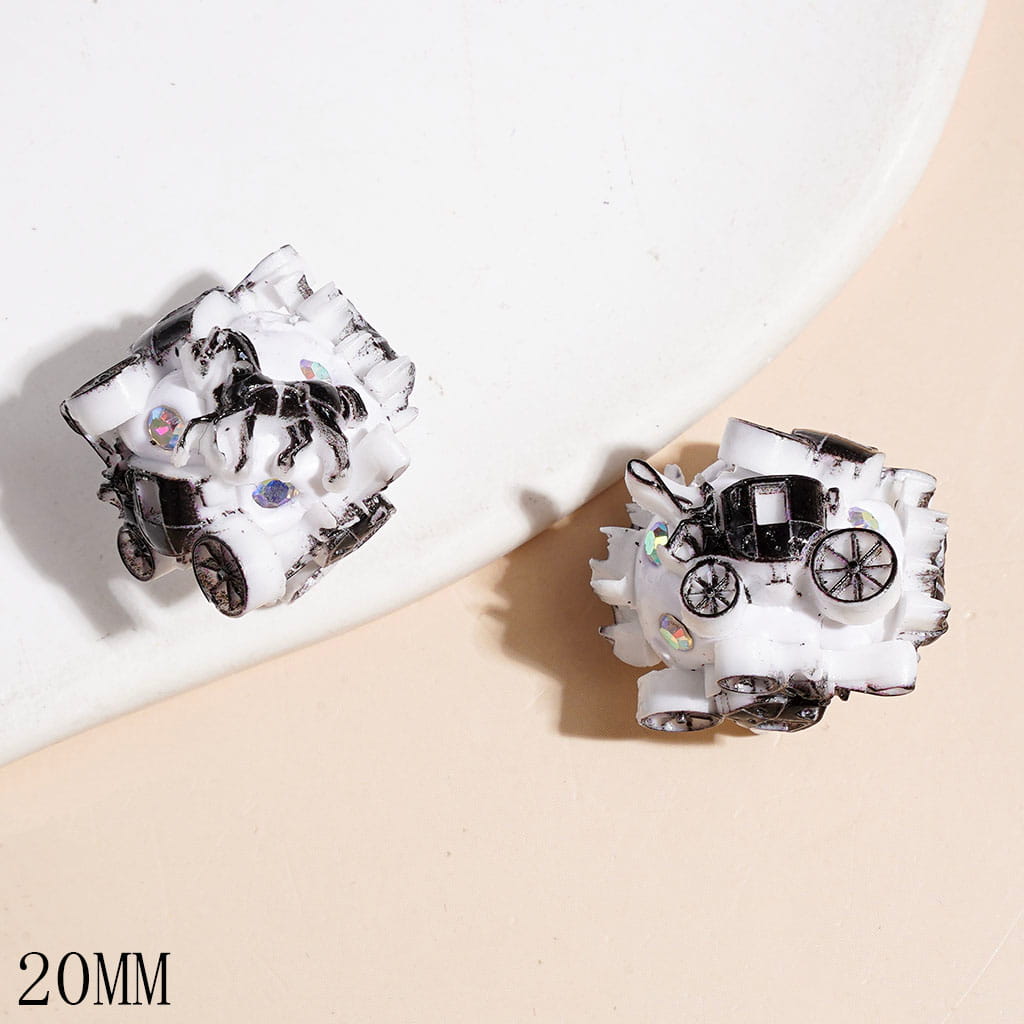 Elegant Euro-Style Black Carriage Horse Design with Sparkling AB Rhinestones Clay Beads, 20MM