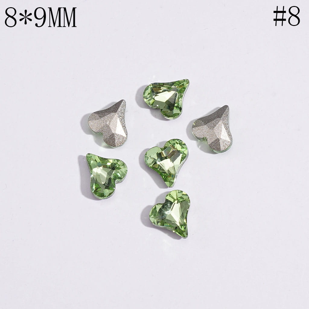 Multicolor Mini Heart Rhinestone Charms for Jewelry Making, 8×9MM