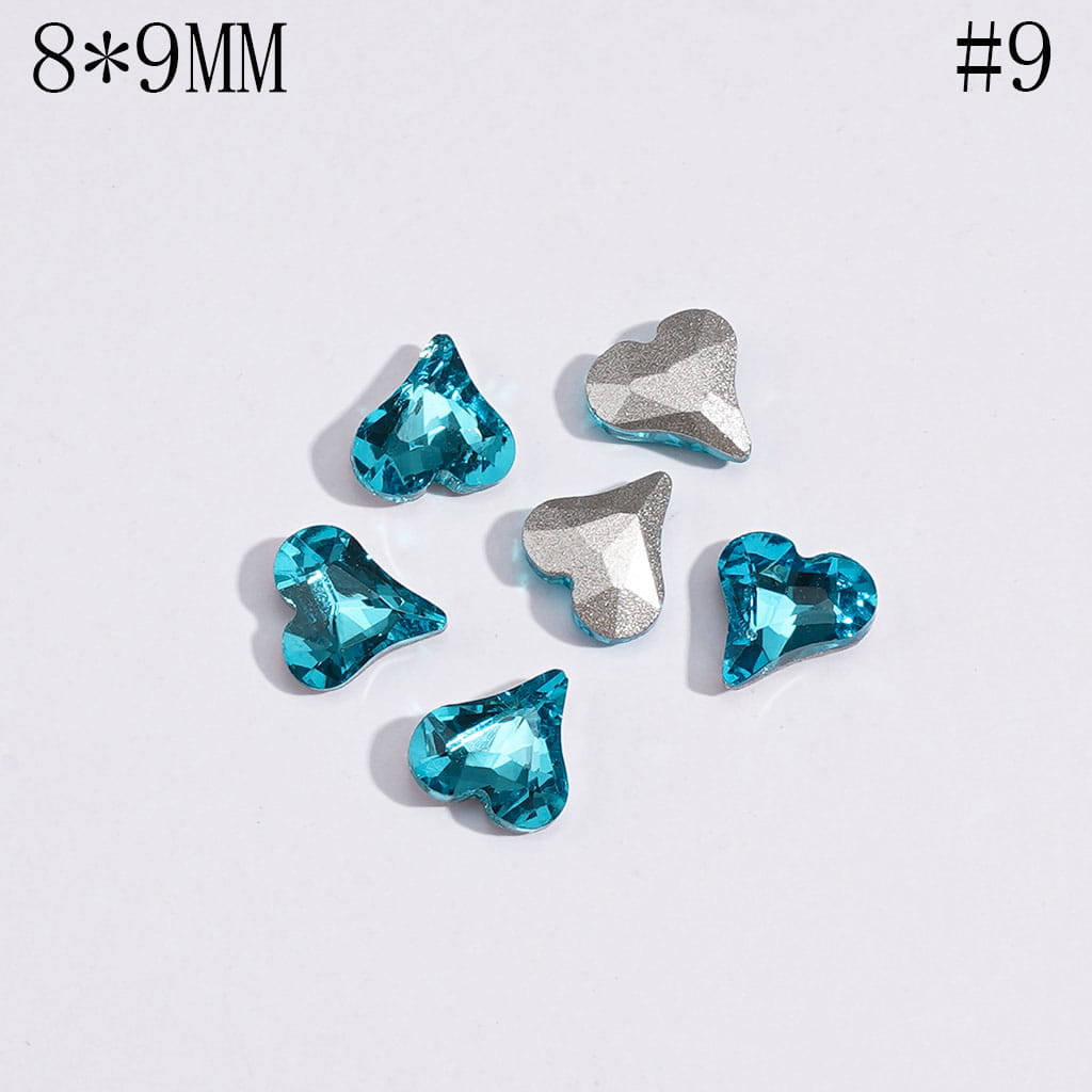 Multicolor Mini Heart Rhinestone Charms for Jewelry Making, 8×9MM