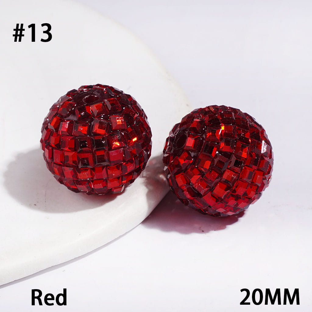 Sparkling Cube & Square Rhinestone-Embellished Disco Ball Design Acrylic Beads for Bracelets, 20MM, Multicolor, Random Mix