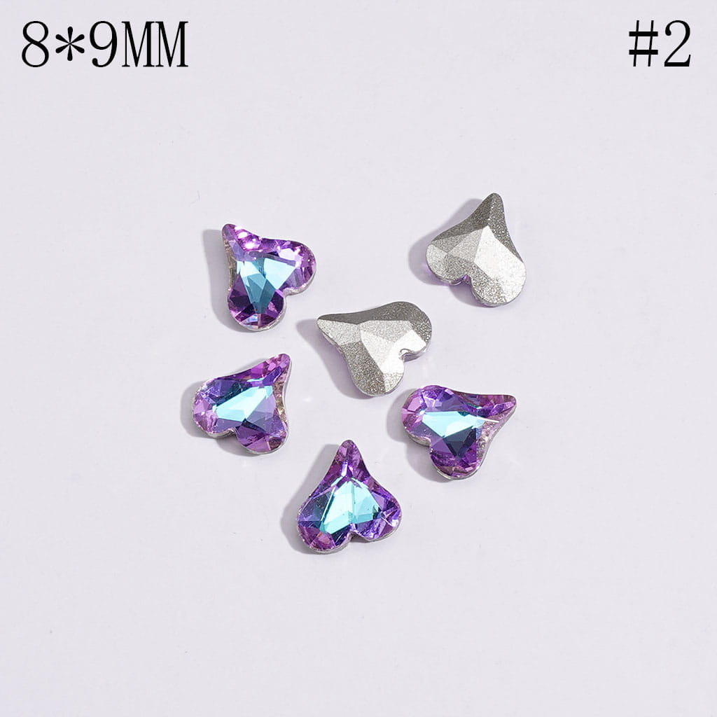 Multicolor Mini Heart Rhinestone Charms for Jewelry Making, 8×9MM