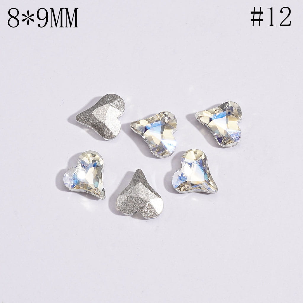 Multicolor Mini Heart Rhinestone Charms for Jewelry Making, 8×9MM