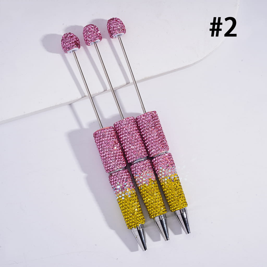 Three Layers Rhinestones Covered the Entire Beadable Clay Pens