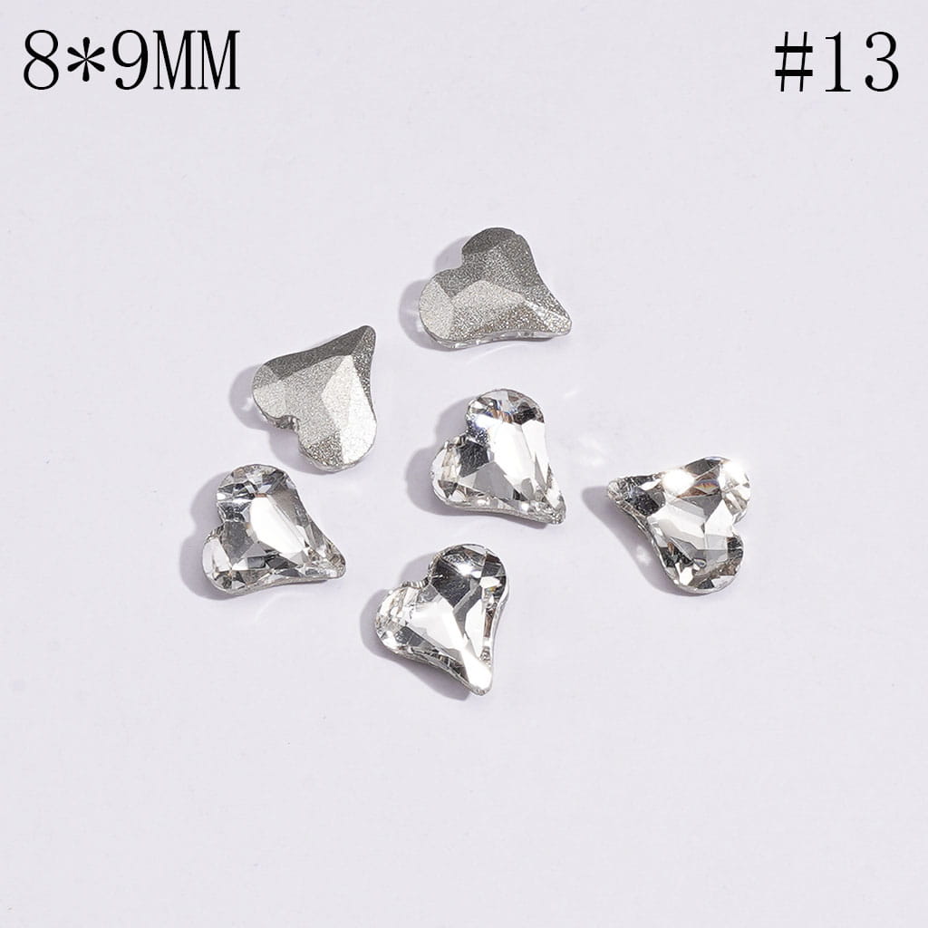 Multicolor Mini Heart Rhinestone Charms for Jewelry Making, 8×9MM