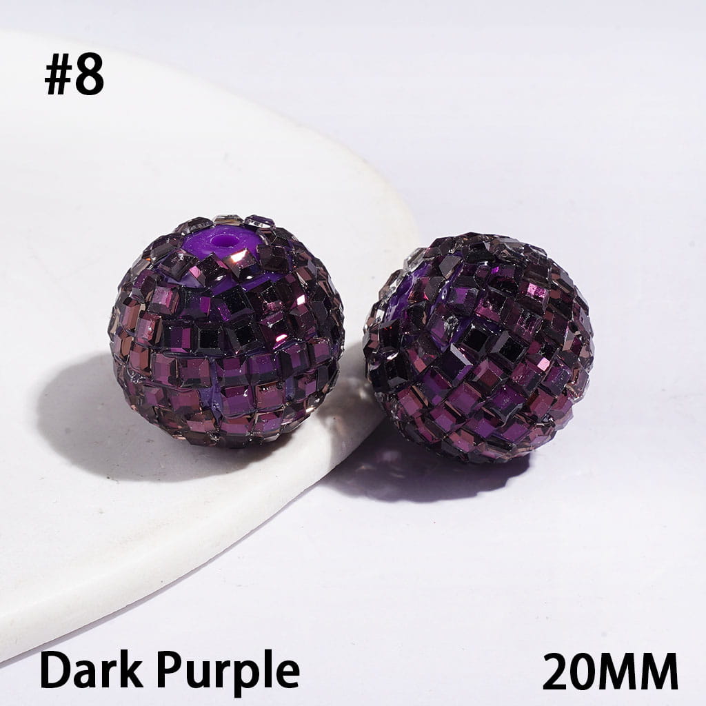 Sparkling Cube & Square Rhinestone-Embellished Disco Ball Design Acrylic Beads for Bracelets, 20MM, Multicolor, Random Mix