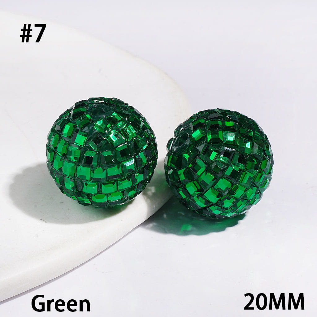 Sparkling Cube & Square Rhinestone-Embellished Disco Ball Design Acrylic Beads for Bracelets, 20MM, Multicolor, Random Mix