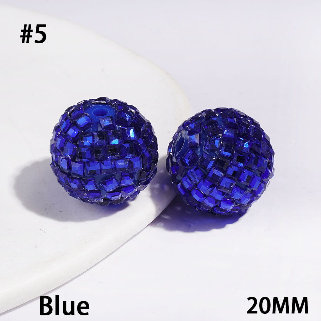 Sparkling Cube & Square Rhinestone-Embellished Disco Ball Design Acrylic Beads for Bracelets, 20MM, Multicolor, Random Mix