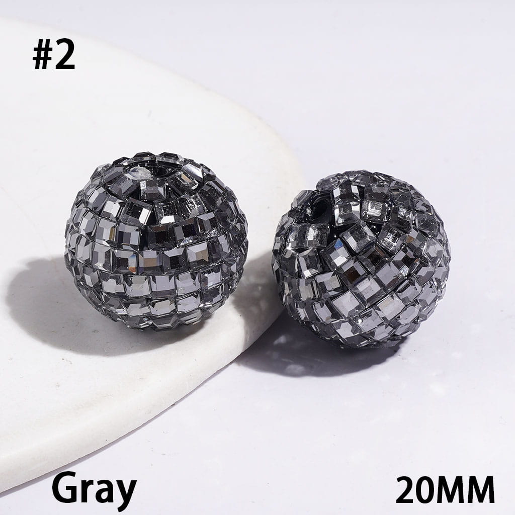 Sparkling Cube & Square Rhinestone-Embellished Disco Ball Design Acrylic Beads for Bracelets, 20MM, Multicolor, Random Mix