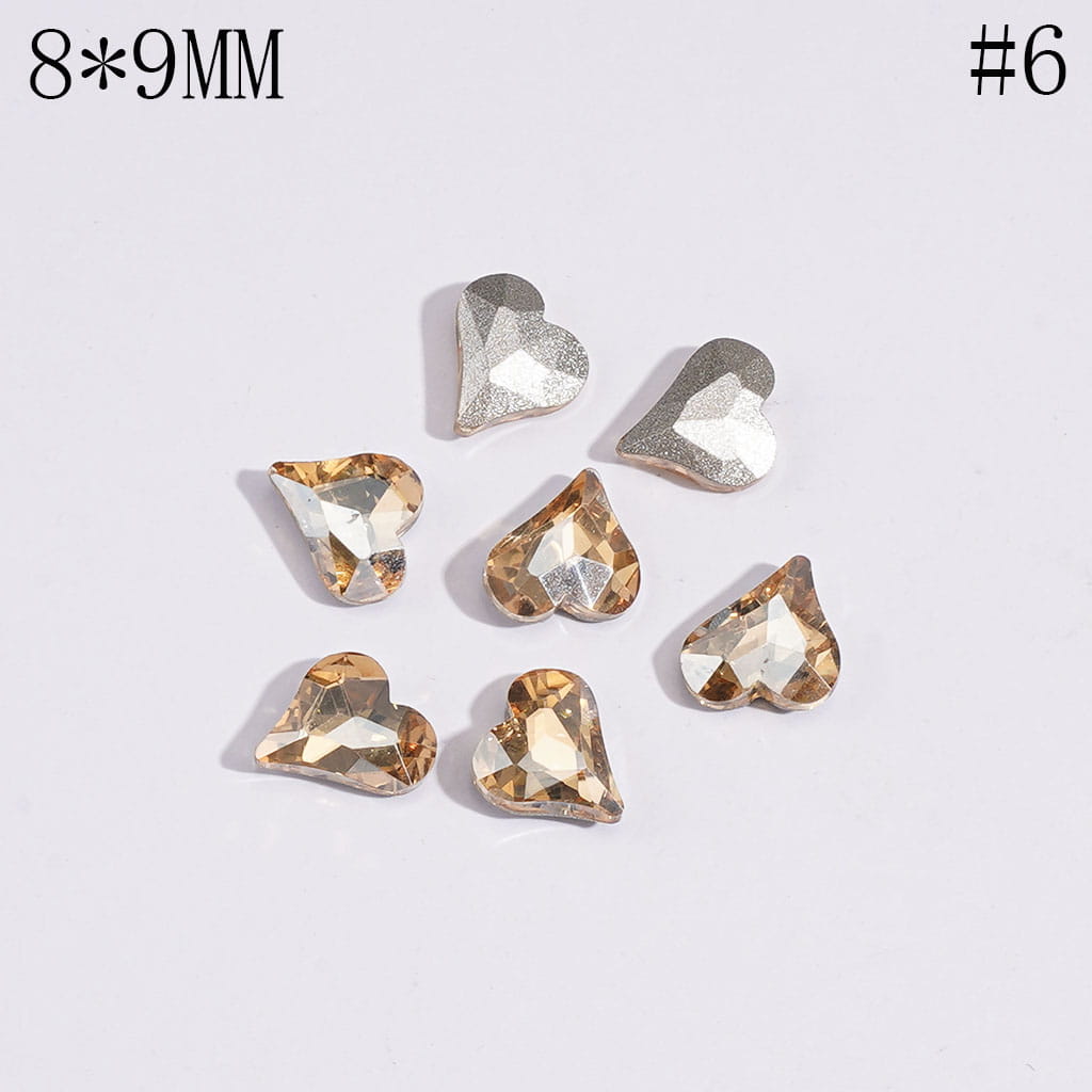 Multicolor Mini Heart Rhinestone Charms for Jewelry Making, 8×9MM