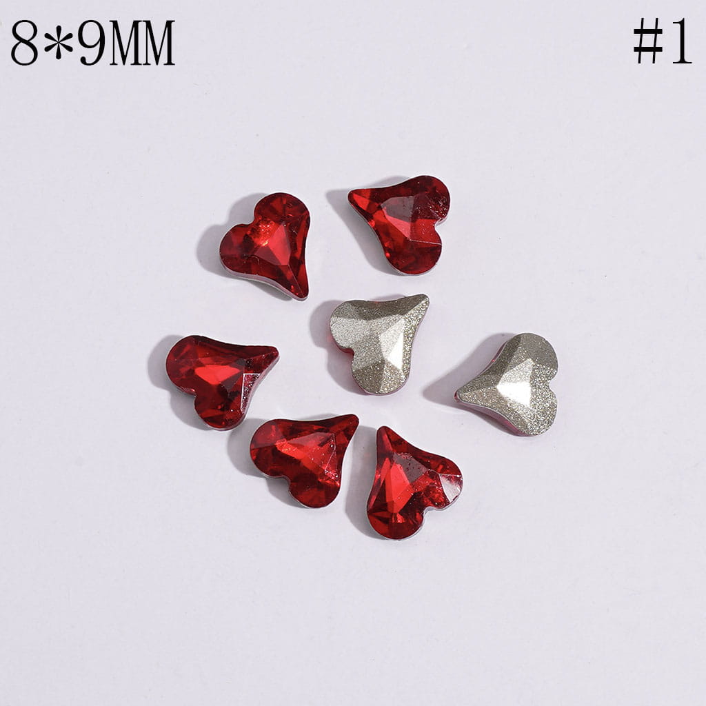 Multicolor Mini Heart Rhinestone Charms for Jewelry Making, 8×9MM