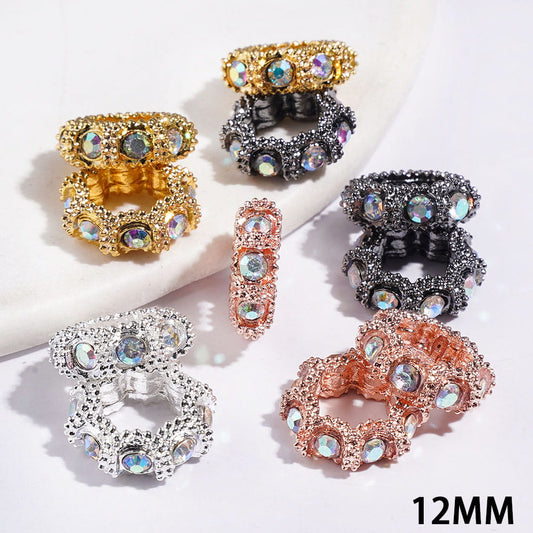 Sparkling Sunburst Design with AB Rhinestone Alloy Spacer Beads, 12MM, Multicolor