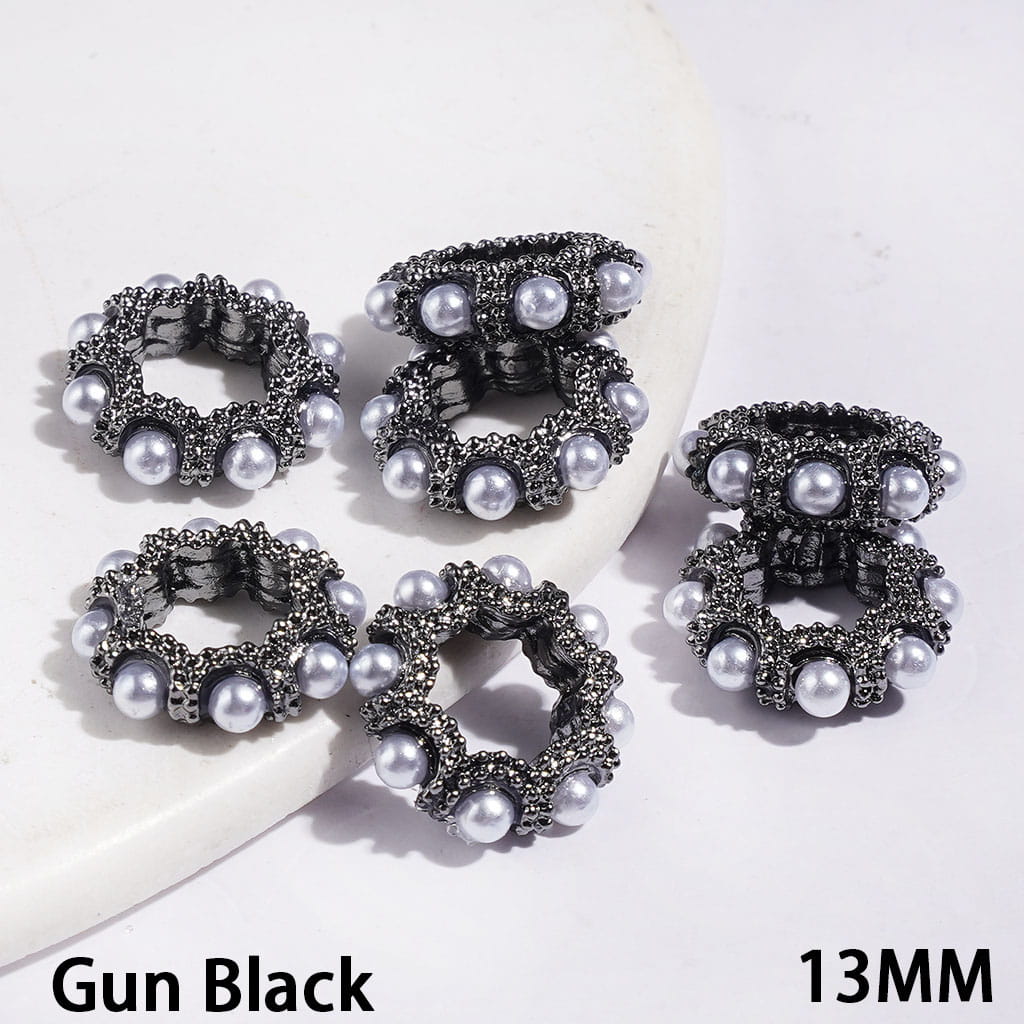 Metal Spacer Beads Sun Shaped Design with White Pearl, 13MM Multi-Color