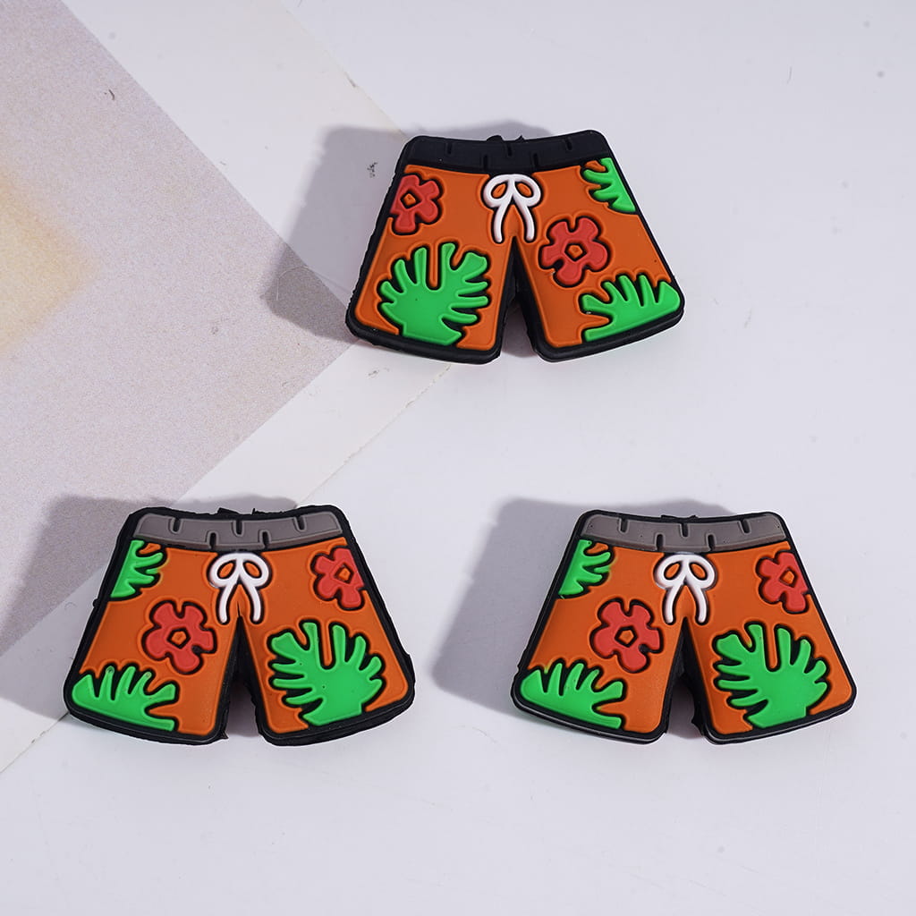 Orange Hawaiian Summer Outfit Style Short Sleeve & Shorts Silicone Focal Beads