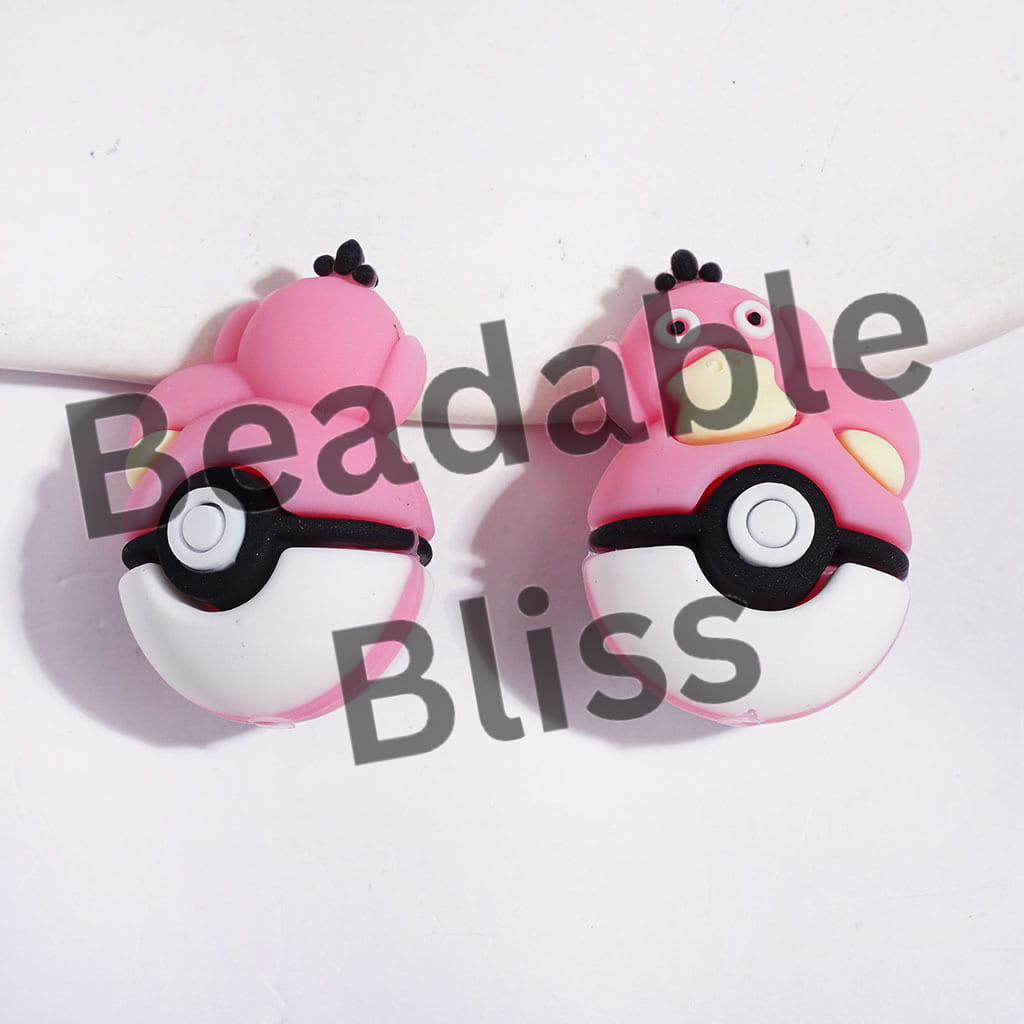 3D Adorable Duck Character Resting on Magic Ball Silicone Focal Beads, 20*30MM, Multi-Color