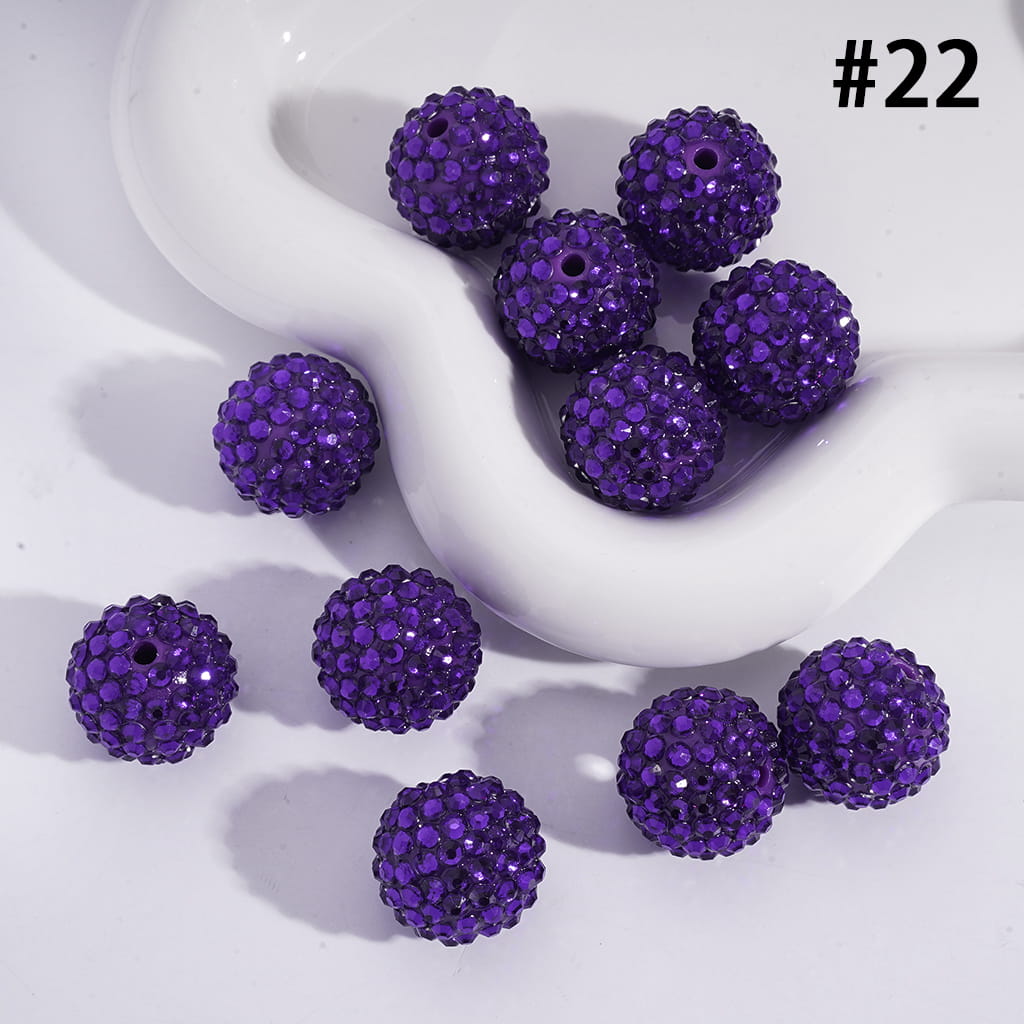 20MM Rhinestone Beads, Collection of Acrylic Rhinestone Beads, Part 1: Color No.1 -No.32