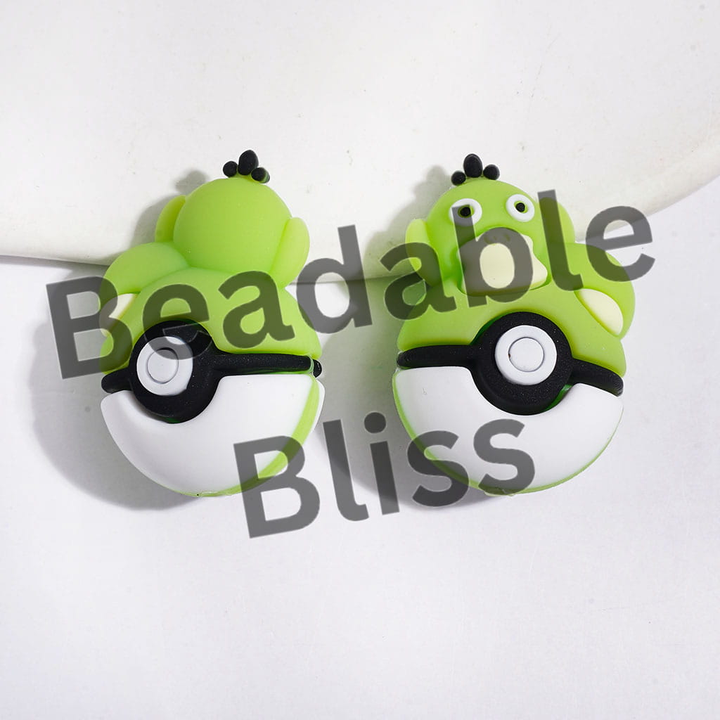 3D Adorable Duck Character Resting on Magic Ball Silicone Focal Beads, 20*30MM, Multi-Color