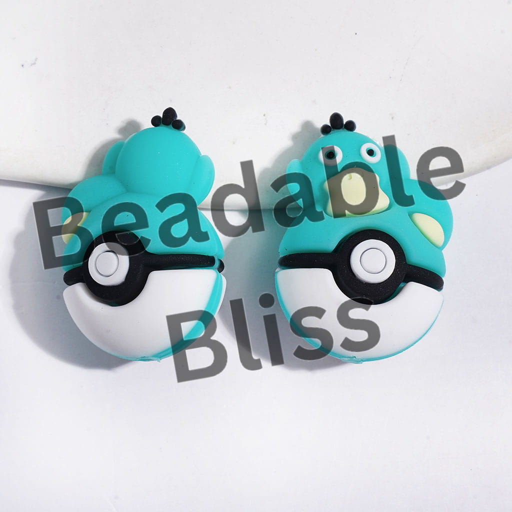 3D Adorable Duck Character Resting on Magic Ball Silicone Focal Beads, 20*30MM, Multi-Color