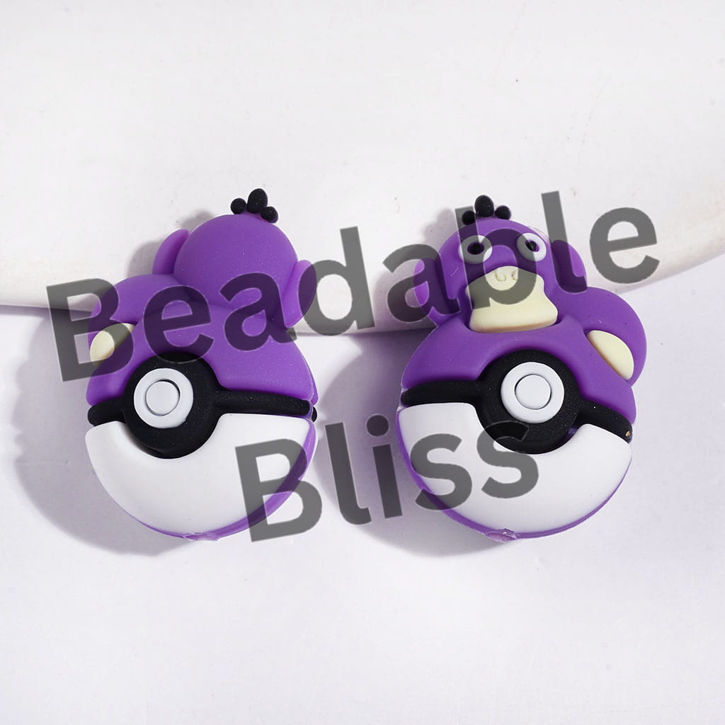 3D Adorable Duck Character Resting on Magic Ball Silicone Focal Beads, 20*30MM, Multi-Color