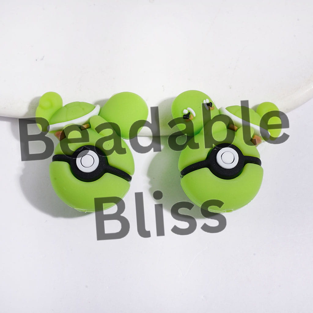 3D Adorable Turtle Character Resting on Magic Ball Silicone Focal Beads, 25*29MM, Multi-Color