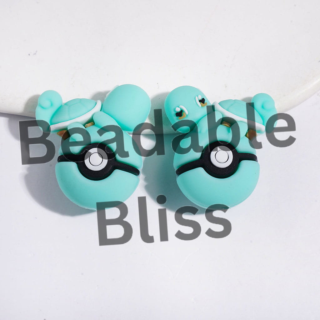 3D Adorable Turtle Character Resting on Magic Ball Silicone Focal Beads, 25*29MM, Multi-Color