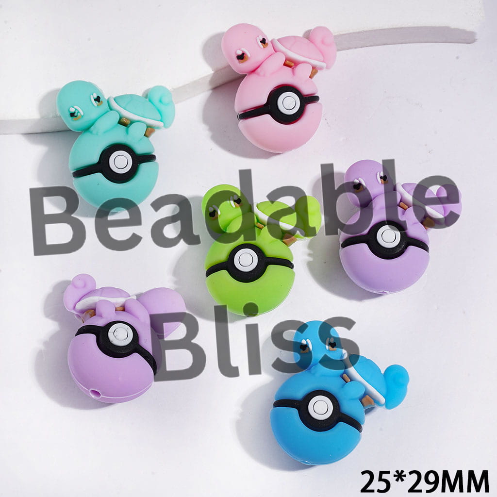 3D Adorable Turtle Character Resting on Magic Ball Silicone Focal Beads, 25*29MM, Multi-Color