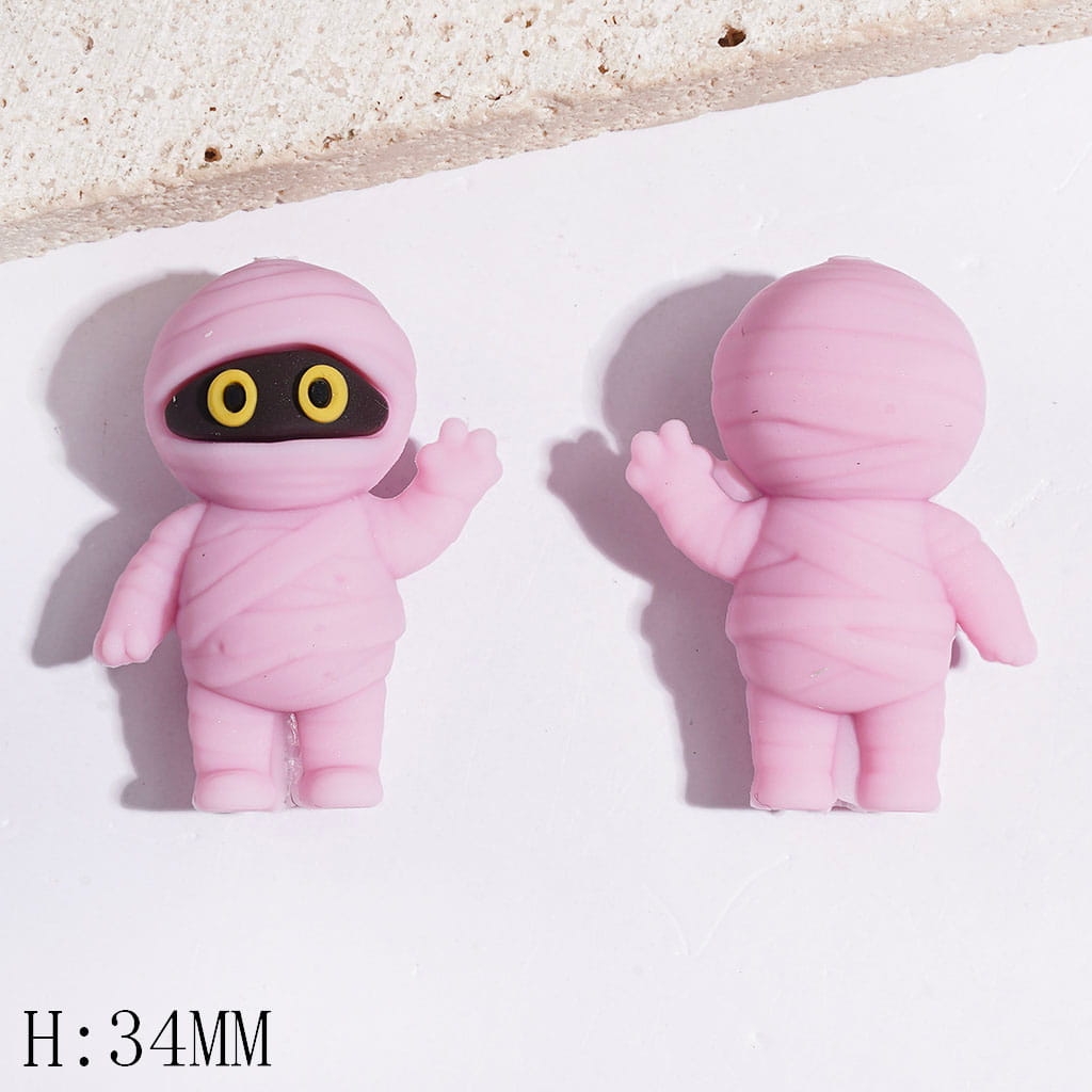 Silicone Focal Beads 3D Mummy with Waving Gesture and Various Colors Bandage, Height 34MM