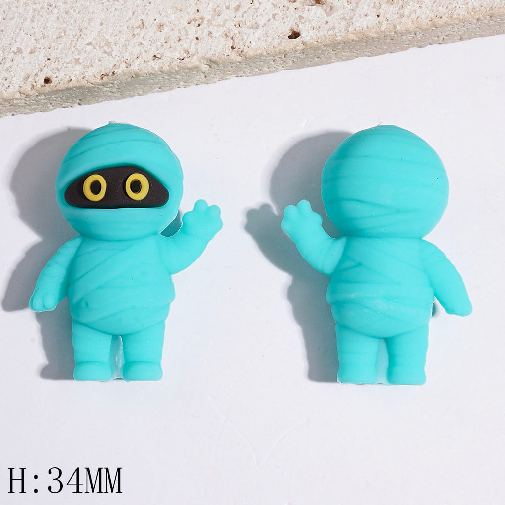 Silicone Focal Beads 3D Mummy with Waving Gesture and Various Colors Bandage, Height 34MM