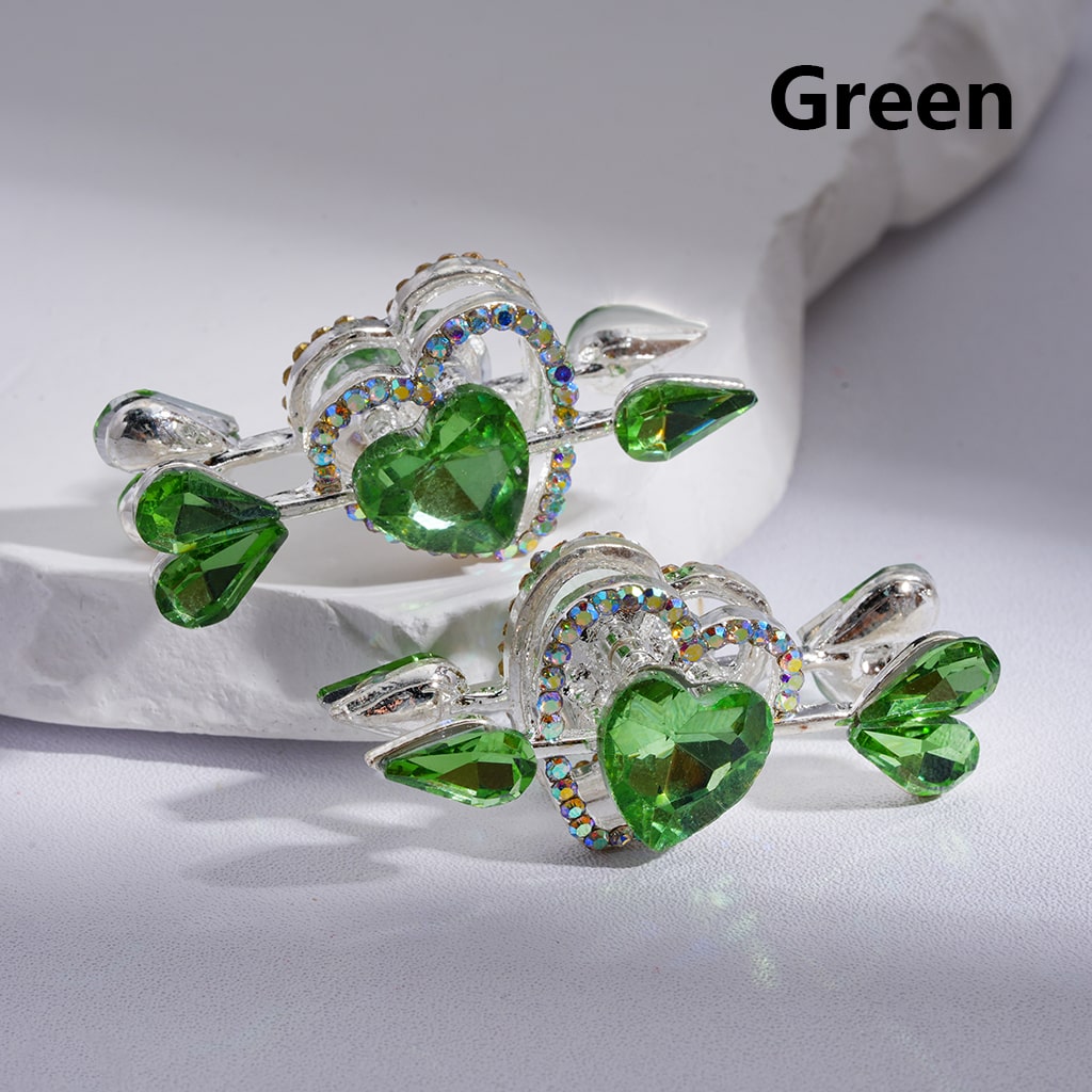 Cupid’s Arrow Heart with Rhinestones Multi-color Silver Alloy Beads 43*20MM