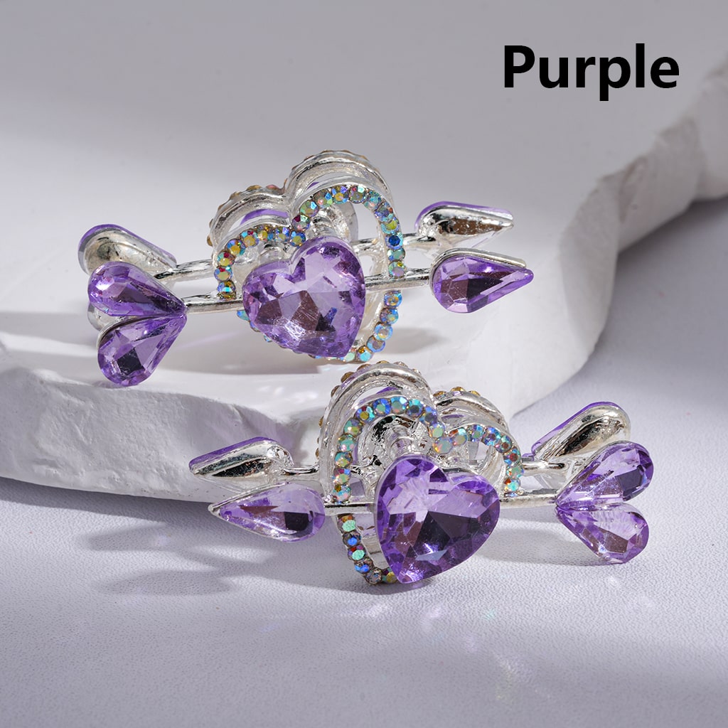 Cupid’s Arrow Heart with Rhinestones Multi-color Silver Alloy Beads 43*20MM