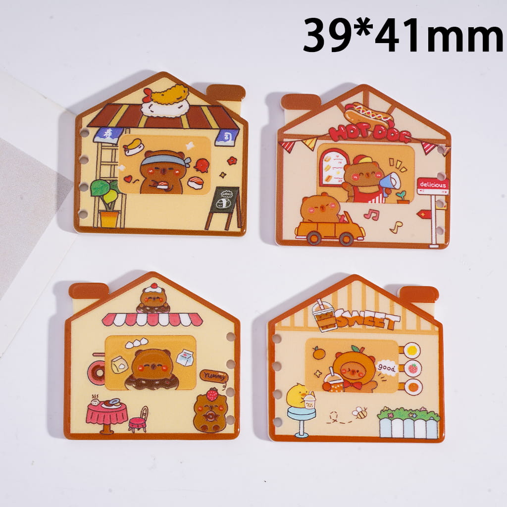 Cute Capybara Prints Acrylic Pendant Food Store Series Theme 39*41mm Random Mix