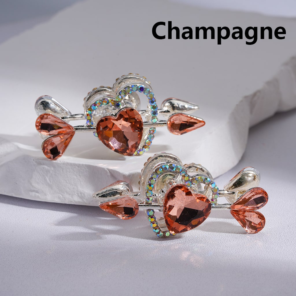 Cupid’s Arrow Heart with Rhinestones Multi-color Silver Alloy Beads 43*20MM