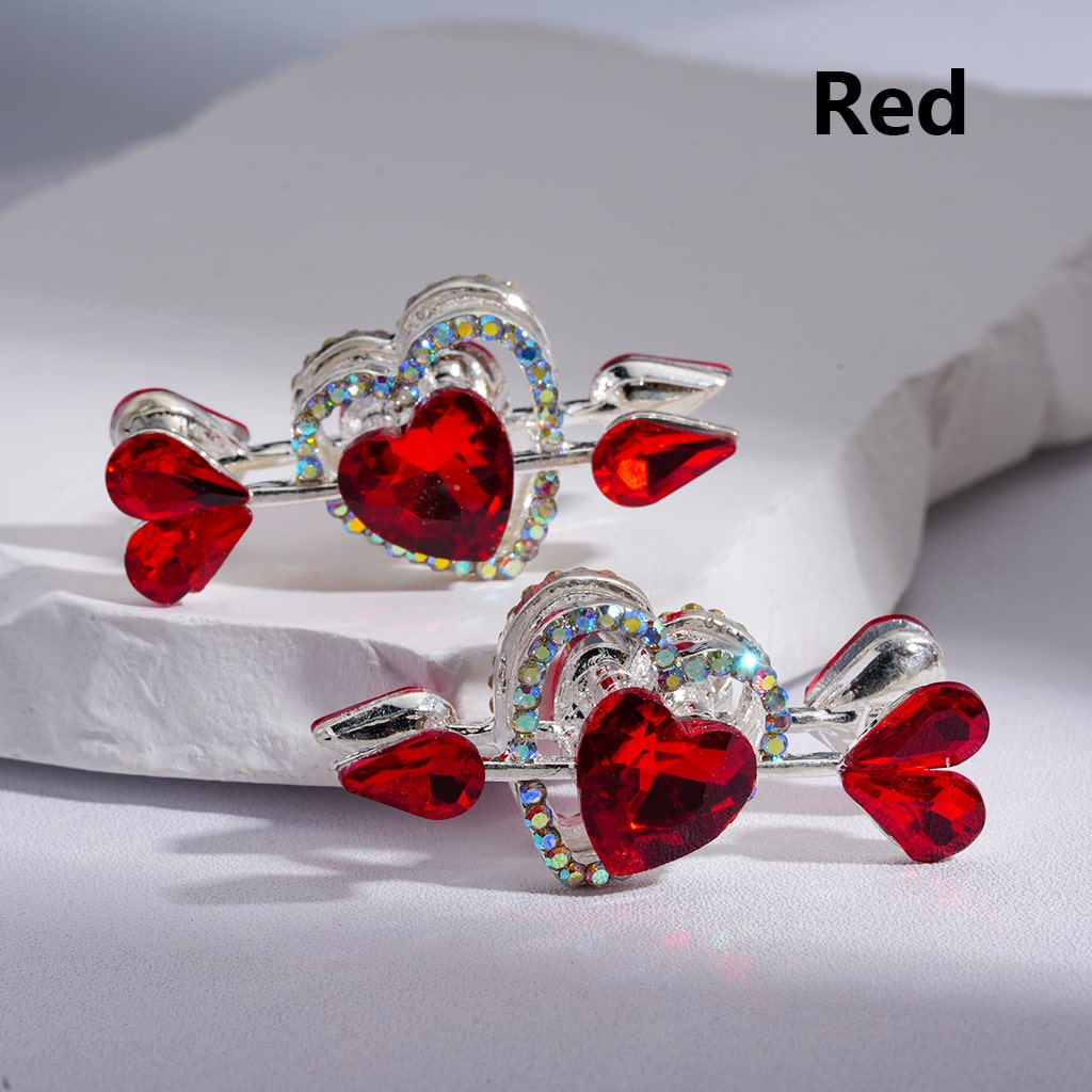 Cupid’s Arrow Heart with Rhinestones Multi-color Silver Alloy Beads 43*20MM