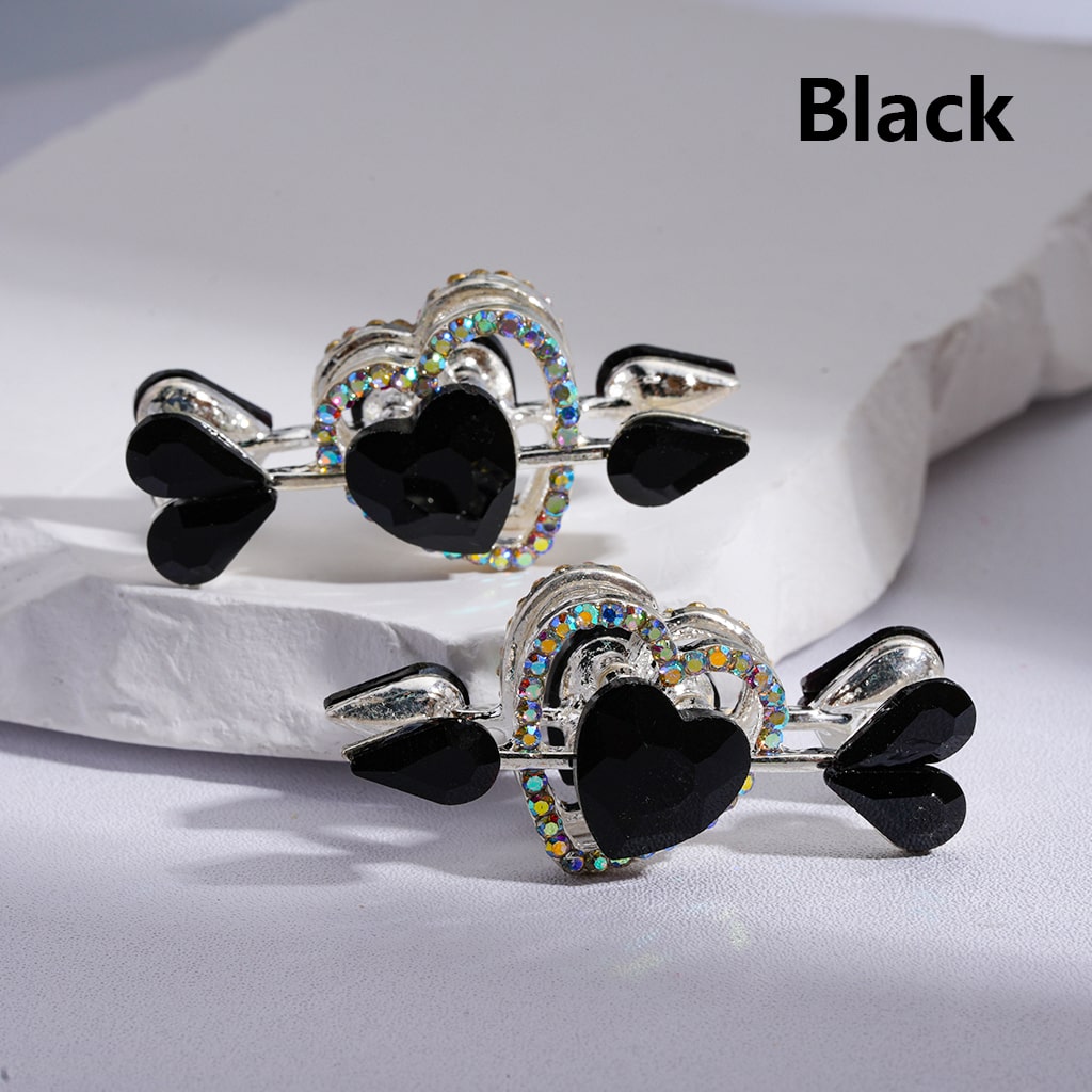 Cupid’s Arrow Heart with Rhinestones Multi-color Silver Alloy Beads 43*20MM