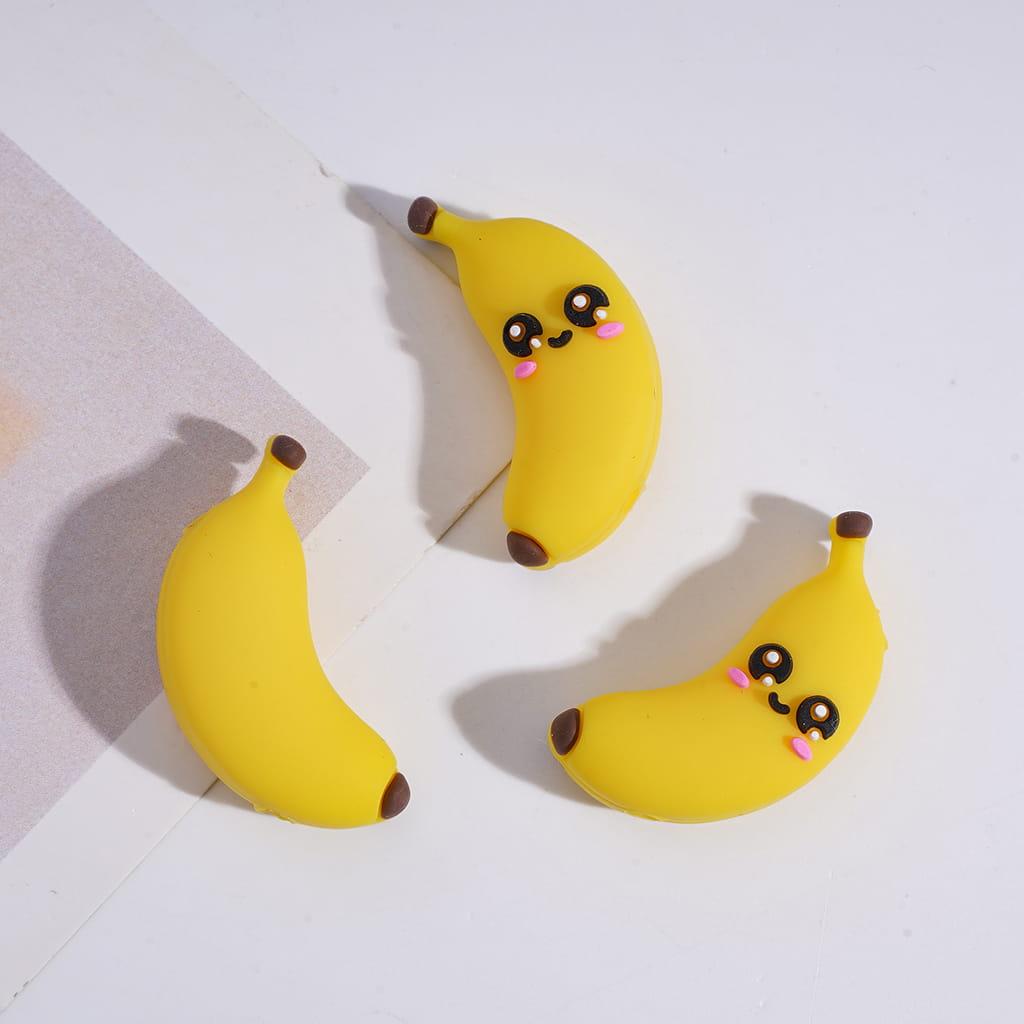 3D Smiling Yellow Banana Silicone Focal Beads