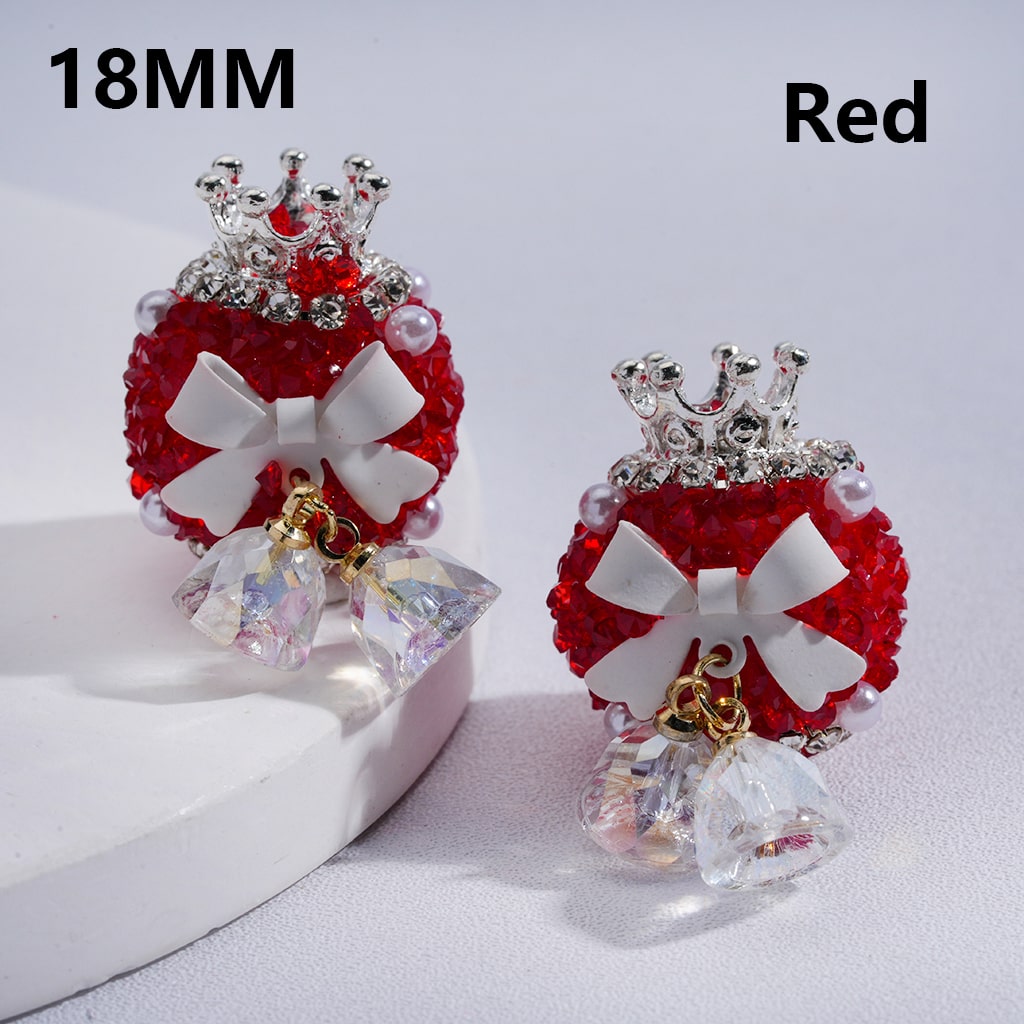 Crown & Bow Design with Pearls, Rhinestones, Crystals Multi-Color Sugar Acrylic Beads 18MM