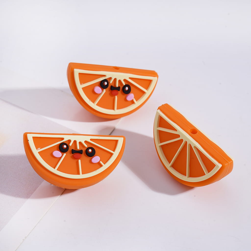 3D Assorted Yummy Style Fruit Segment Silicone Focal Beads Random Mix