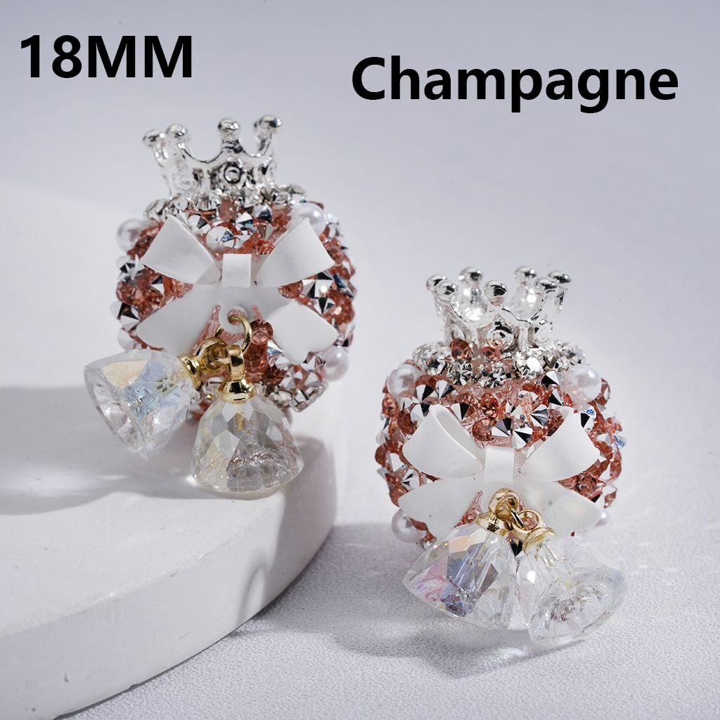 Crown & Bow Design with Pearls, Rhinestones, Crystals Multi-Color Sugar Acrylic Beads 18MM