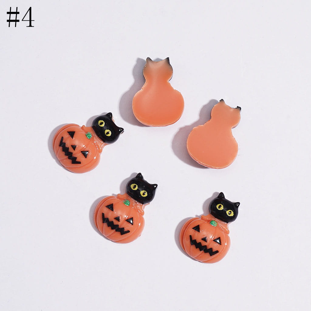 Spooky Festive Series Mini Pumpkin, Bat, Magic Hat, Cat, Cross, Skull, and Bowtie Design Halloween Theme Charms for Jewelry Accessories