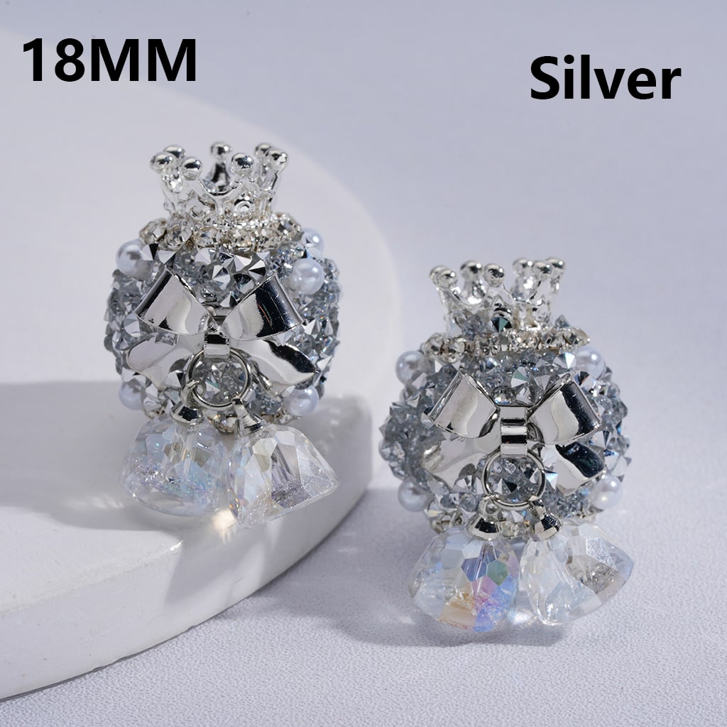 Crown & Bow Design with Pearls, Rhinestones, Crystals Multi-Color Sugar Acrylic Beads 18MM