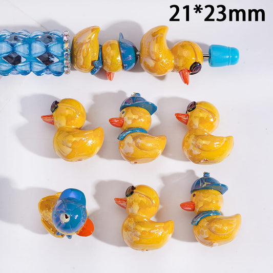 UV‑Coated Cool Yellow Duck Acrylic Beads 21*23 mm Random Mix