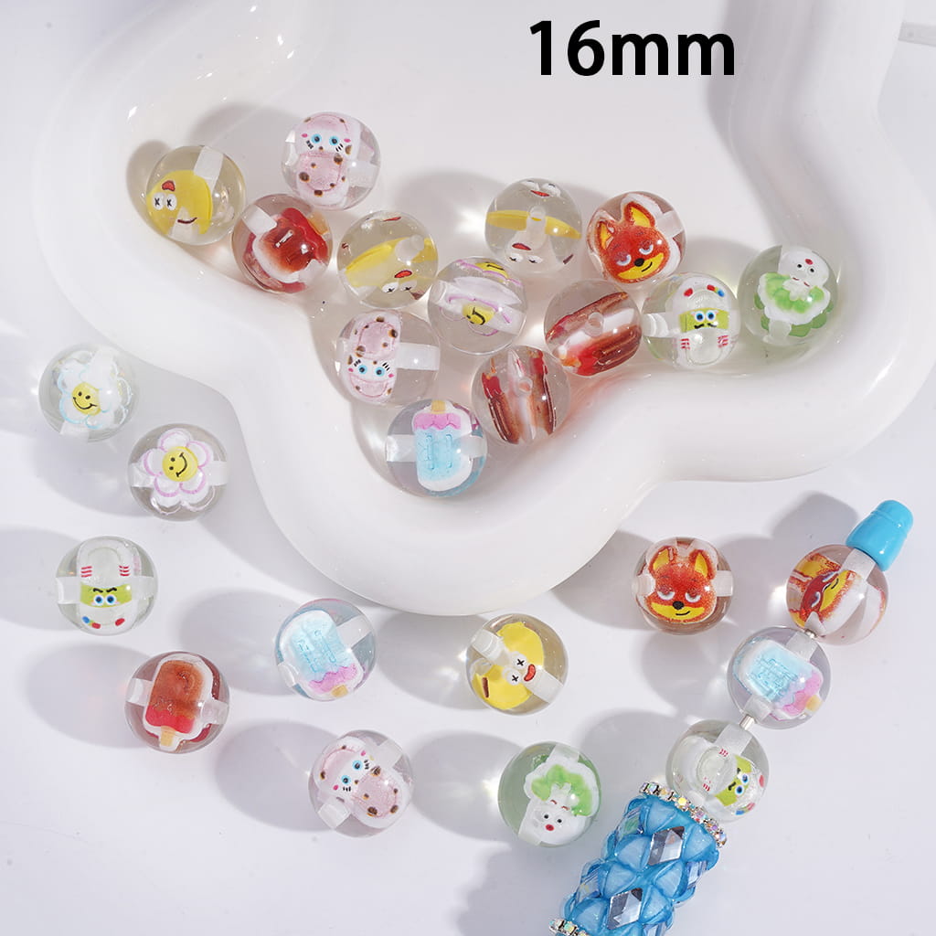 Translucence Cute Items Acrylic Beads for Bracelets Embedded Inside Beads, 16MM Random Mix
