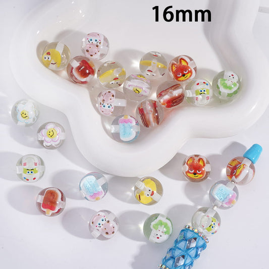 Translucence Cute Items Acrylic Beads for Bracelets Embedded Inside Beads, 16MM Random Mix