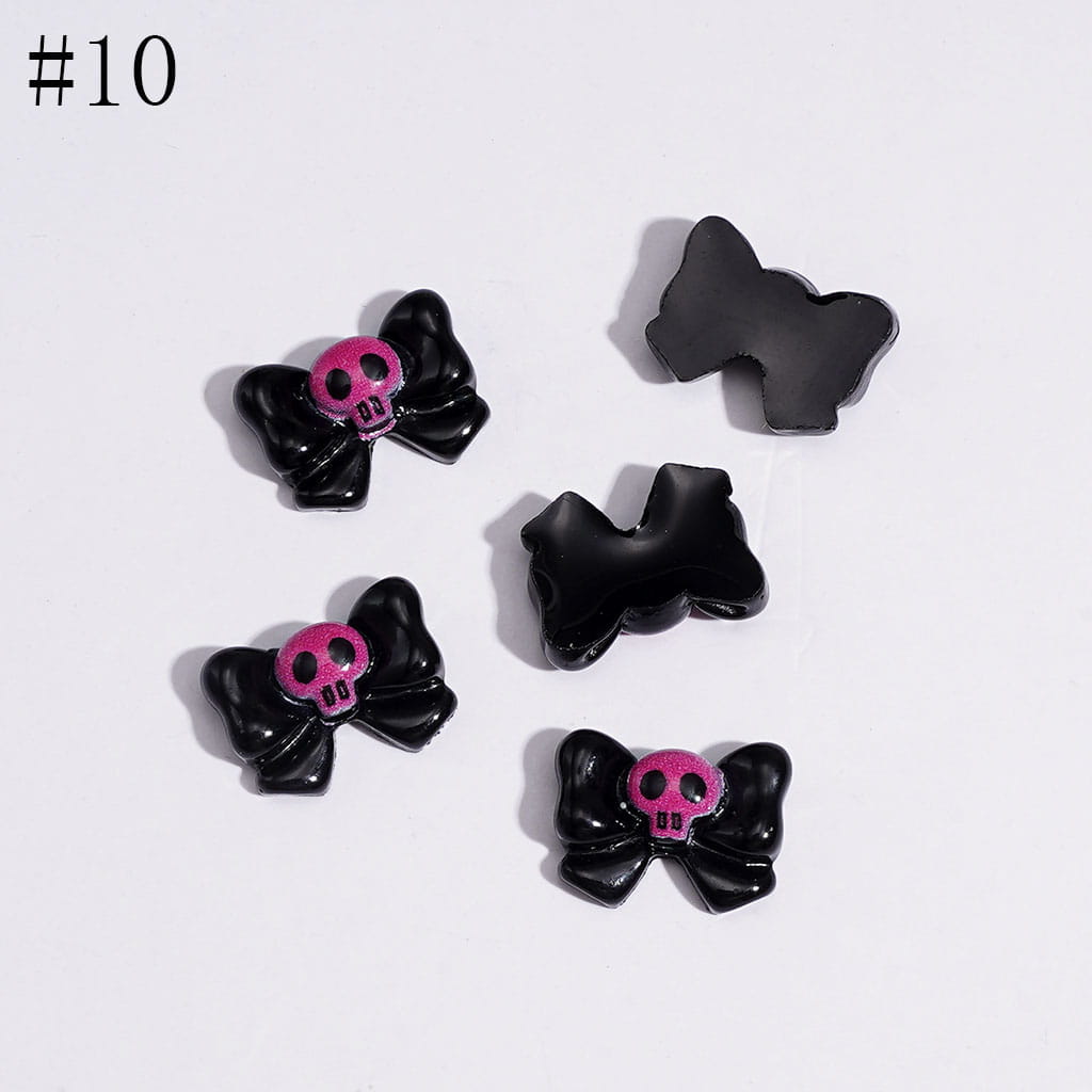 Spooky Festive Series Mini Pumpkin, Bat, Magic Hat, Cat, Cross, Skull, and Bowtie Design Halloween Theme Charms for Jewelry Accessories
